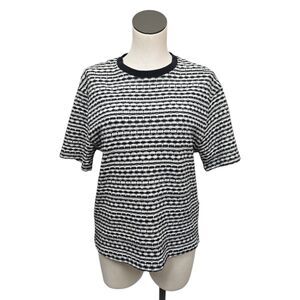 Zara Womens Black White Short Sleeve Knit Top‎ Size Small Retro Boho Casual